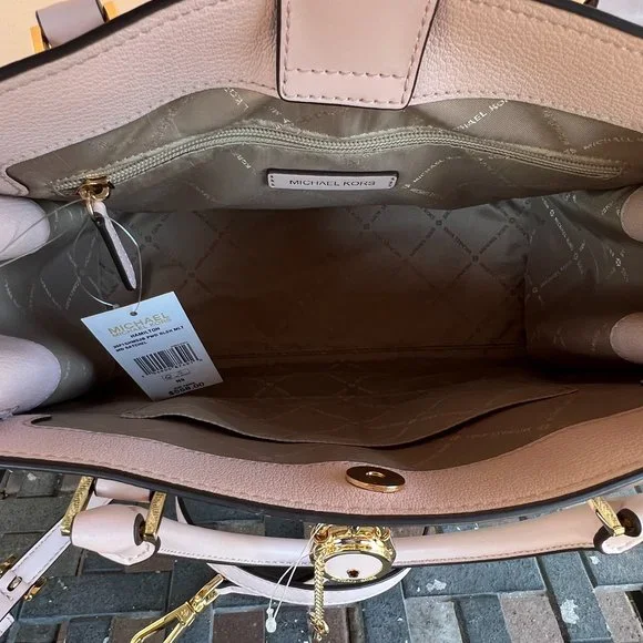 Michael Kors Hamilton Medium Satchel Shoulder Bag MK Vanilla Pink - Picture 8 of 10